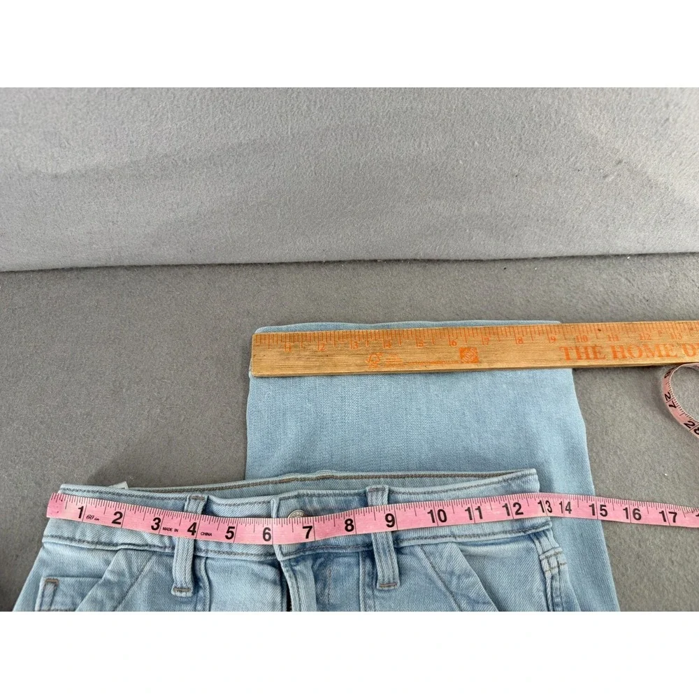 American Eagle Super High Rise Baggy Wide Leg Jeans Women 00 Light Wash Utility* - Picture 11 of 16